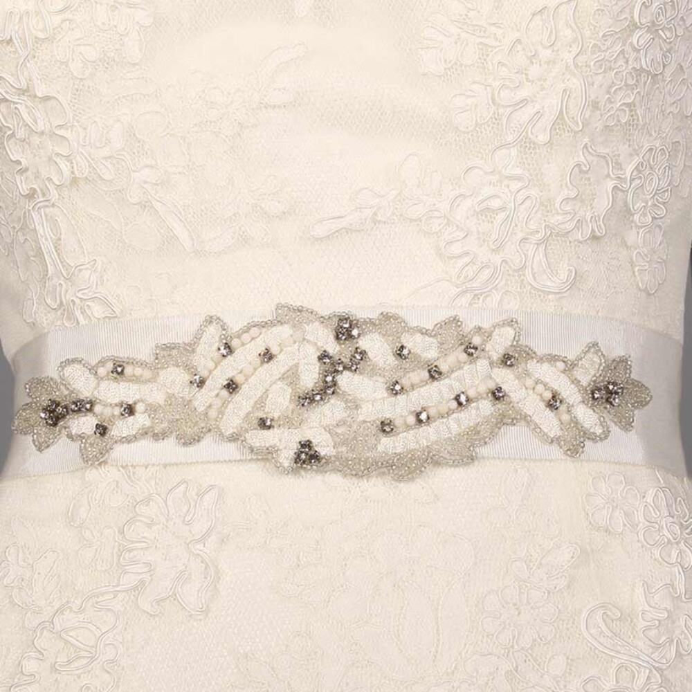 PRONOVIAS Bridal Sash Belt Diamond White Embellished Wedding Formal DORADO